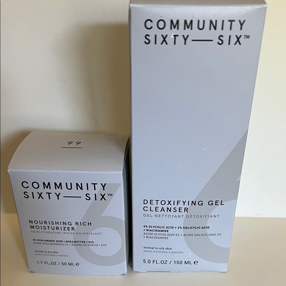 Community Sixty Six Gel Cleanser and Nourishing Rich Moisturizer Set